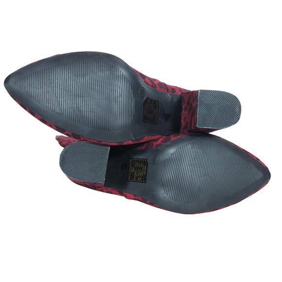 Torrid Womens Over The Knee Boots 10.5 WW Burgundy Red Leopard Print Pointed Toe - Picture 7 of 9